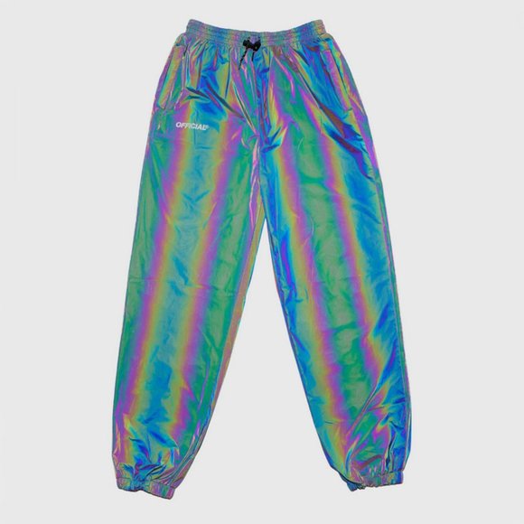 Unisex Rainbow Reflective Track Pants, Official RFLCTIV Squid Ink Dichroic Sz Sm - Picture 1 of 12